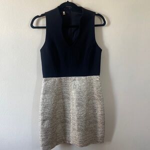 Women's 4c Anthropologie Mini Dress Black Gold metallic Short  4 Party Bodycon